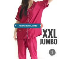 Piyama/Baju tidur satin untuk wanita dewasa ukuran jumbo XXL