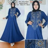 Jual sb#alda maxi*baju gamis jeans aplikasi bordir*maxi jumbo*bajumuslim Murah