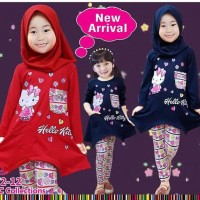 Baju muslim anak hello kitty / baju anak little pineapple 372-12