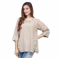 Baju Atasan Blus Blouse Wanita Cewek Cewe Warna Krem SRS 140 IL