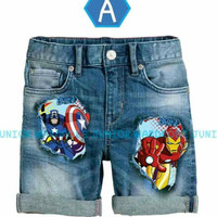 Celana jeans anak laki2 captain american iron man marvel JW 40A