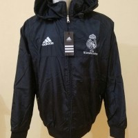 Jual Jaket Parasut Waterproof Bulak Balik Real Madrid Hitam Grade Ori