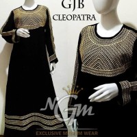 Original Gamis Hitam Motif Bordir di dada, Baju Muslim Pesta Syari