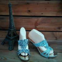 Sandal heels wanita Lovetta 5811-5 silver/hitam