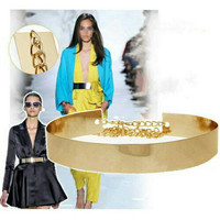 Ikat pinggang besi/Metal Belt/Plat Belt rantai 4,5cm Gold Belt