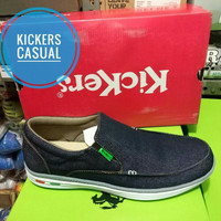 Jual Sepatu Pria kets casual slip on Kickers Biru Jeans Murah