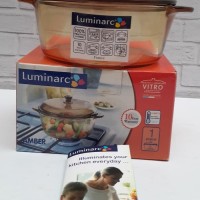 Luminarc Amber Vitro Casserole + Tutup 1 Liter - Panci Dutchoven Kaca