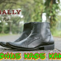 SEPATU PANTOFEL PRIA BALLY ZIPPER KULIT BONUS KAOS KAKI