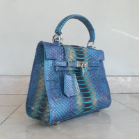 tas wanita kulit ular phyton asli model hermes