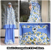 (Busana Muslim Muslimah) MUKENA BALI DEWASA CEMPAKA TAS PESTA BIRU