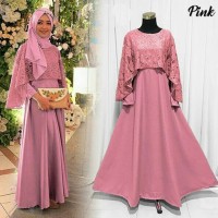 New Gamis Pesta Olivia Baloteli Kombinasi Brokat Include Jilbab Pashm