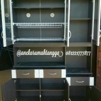 lemari piring rak piring kitchen set minimalis putih hitam MURAH kaca