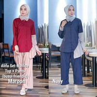 Baju kancing depan / Setelan pakaian kerja wanita : Alifa Set 2in1