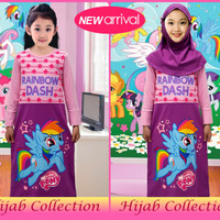 GAMIS /HIJAB Anak Baju Muslim Anak Karakter Little Ponny Ungu