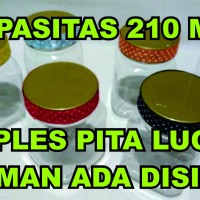 Jual Toples jar plastik 250ml selai jelly biskuit nastar dengan hiasan pita Murah
