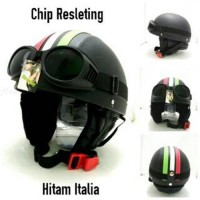 HELM - HH - Bogo Retro Chip Resleting Hitam Italy Kacamata