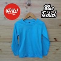 GROSIR Kaos Polos Lengan Panjang Manset Anak Balita Blue Biru Muda