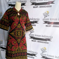 midi dress cassual ethnic batik wanita modern kain endek bali grinsing
