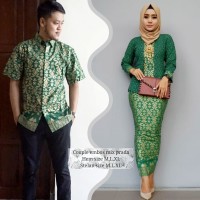 baju couple batik buat kondangan acara resepsi warna hijau BSG542