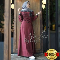 Jual Baju Dress Long Dress Muslim Maxi Dress Gamis Murah Nazlan Maroon Dres Murah