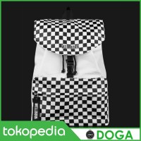 Tas Ransel Backpack Waterproof Wellborn Checkered Daily Bag White