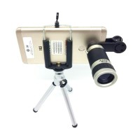 Lensa TeleZoom HP 8x Universal Clip Jepit dan Tripod Mini