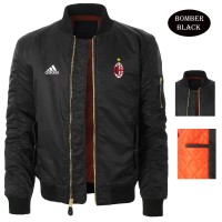 Jaket Tahan Air Bomber Black Parasut Logo Ac Milan