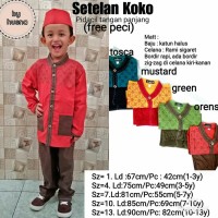 baju muslim Anak cowok kemeja koko+celana+peci pidacil umur 1-3 tahun