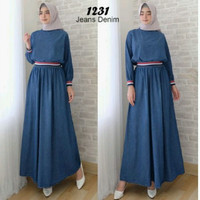 terbaru terkini gamis Baju dress Muslim Gamis Denim Wanita Murah 11451