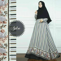 SALE ! TERBARU !Set syari gamis motif salur hitam set gamis lyra virna