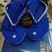 Jual CROWN sandal jepit wedges payet unik original handmade high quality 39 Murah