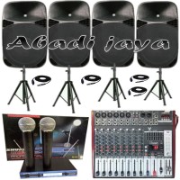 New Paket Sound System Power Mixer VPK V12 Dan 2set Baretone 600watt