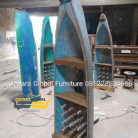 Rak hias kapal antik kayu jati kapal (lemari hias,rak botol jati )