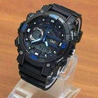 Terbaru Jam Tangan Original QQ Q Q GW87 Black Blue WR 10 BAR