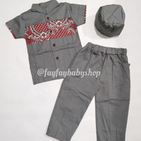 Jual Baju Koko Anak Koko Bayi Peci Motif Batik (Baju Muslim Anak) Murah