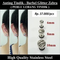 Anting Tindik Cowok Pria - Barbel Glitter Zebra