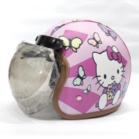 Helm Anak Remaja Bogo Kulit Printing Hello Kitty