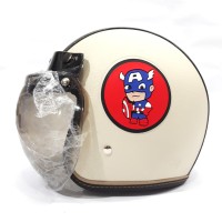 Helm Anak Remaja Bogo Full Kulit Captain America Cream