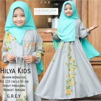 Gamis Anak Hilya Kids Ori Naura Ready Grey