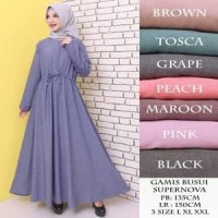 Jual BAJU GAMIS WANITA POLOS JUMBO BAHAN KATUN SUPERNOVA - MAROON, XL Murah