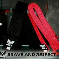 Sabuk Taekwondo Moks Premium Merah, Junior (Poom) dan Senior (Hitam)