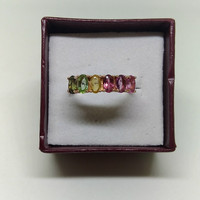 Cincin Perak Silver S925 Rose Gold Natural Tourmaline Adjustable FJ017