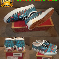 SEPATU WANITA CASUAL VANS AUTHENTIC TRIBAL SKYBLUE BONUS KAOS KAKI
