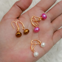 anting mutiara tawar / mutiara asli / mutiara lombok