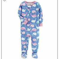 baju tidur piyama sleepsuit anak branded carters bahan kaos motif paus