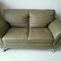 Sofa import informa semi kulit mocca 2seater