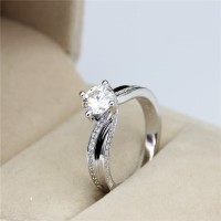 Cincin Solitaire Emas Putih 18k Asli Berlian Natural Diamond Kawin ZY1