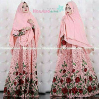 Baju Gamis Syar'i Wanita Anggun Terbaru/Baju Muslim Hawwa Aiwa Peach