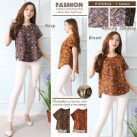 Jual Blouse Wanita - Bluss Batik Modern - Atasan Batik Motif Bunga Murah