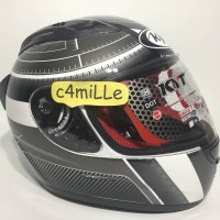 Helm full face KYT RC 7 white gun metal black #12